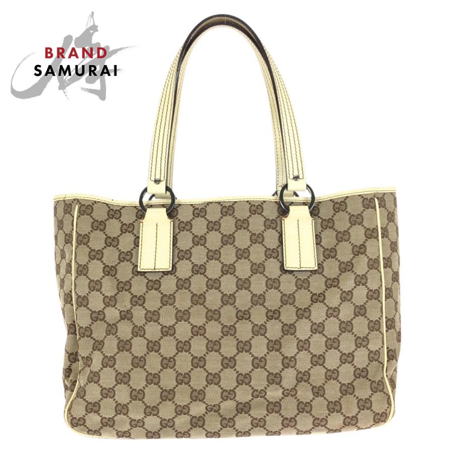 GUCCI（グッチ） ベージュ ガンメタ金具 GGキャンバス/レザー 143017 