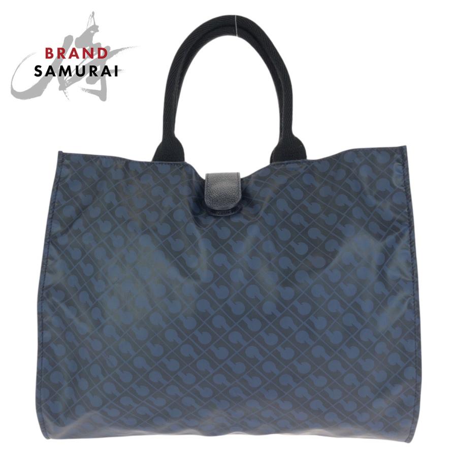 美品 GHERARDINI ゲラルディーニ SOFTY ネイビー ブラック  ポリエステル/ポリウレタン トートバッグ ハンドバッグ レディース 602527 | GHERARDINI
