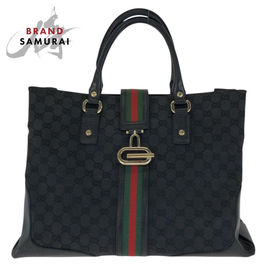 GUCCI シェリーライン ハンドバッグ ブラック GUCCI（グッチ） シェリーライン ブラック 黒 ゴールド金具 GG