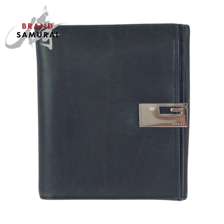 正規品 美品✨GUCCI グッチ　GGソーホー　レザー　コンパクトウォレット　黒 GUCCI（グッチ） 美品 ブラック 黒 シルバー金具 レザー 035 2091 折