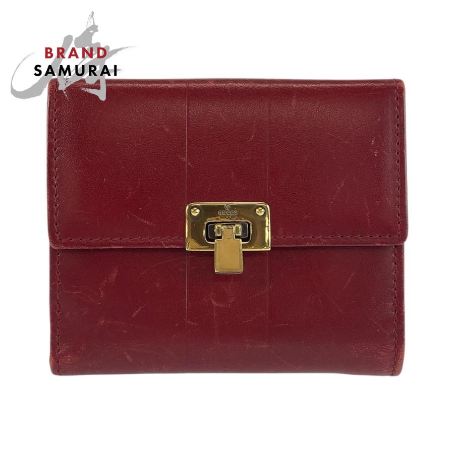 GUCCI（グッチ） レッド ゴールド金具 レザー 92717 折財布 コンパクト