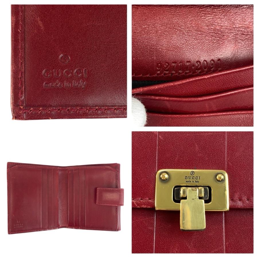 GUCCI（グッチ） レッド ゴールド金具 レザー 92717 折財布 コンパクト