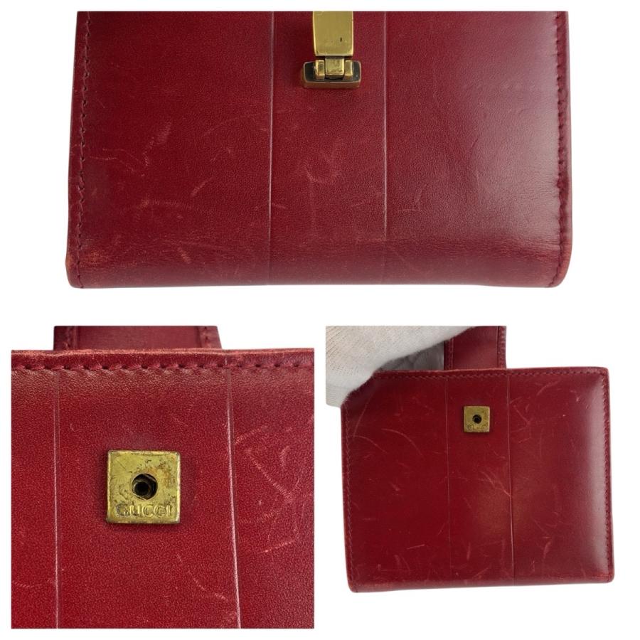 GUCCI（グッチ） レッド ゴールド金具 レザー 92717 折財布 コンパクト
