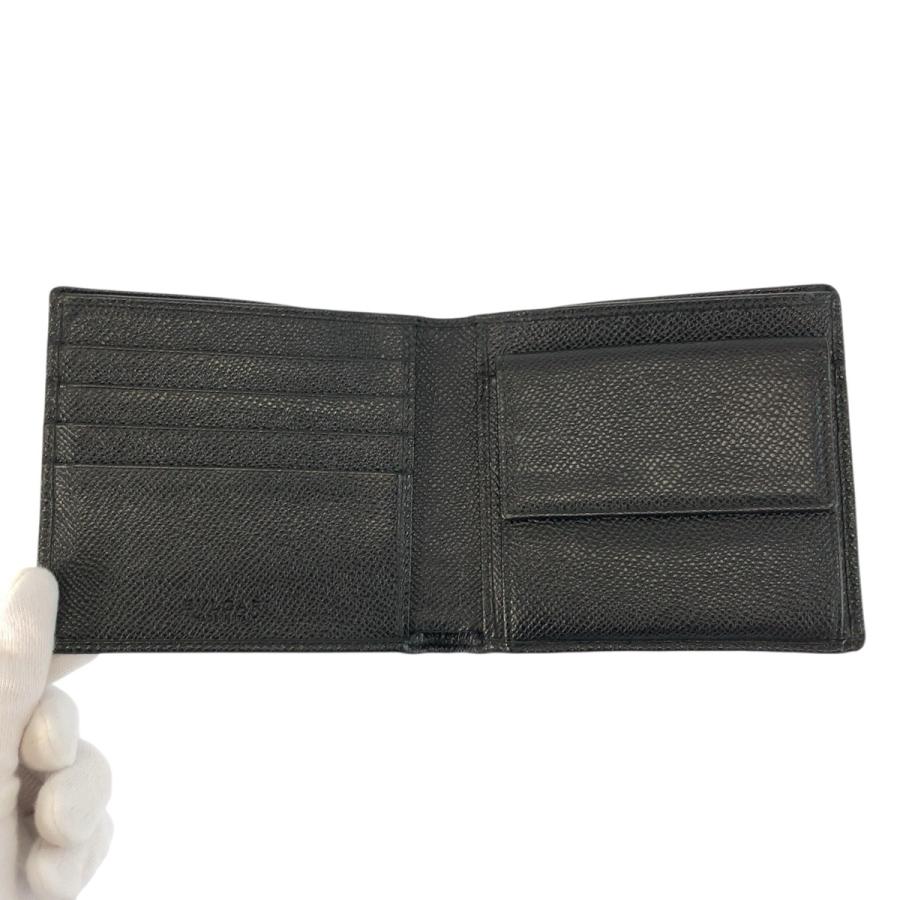 美品 BVLGARI ブルガリ ブルガリブルガリ ブラック 黒 シルバー金具 レザー 30396 折財布 コンパクトウォレット メンズ 602583 【中古】 BVLGARI（ブルガリ） 美品 ブルガリブルガリ ブラック 黒 シルバー金具