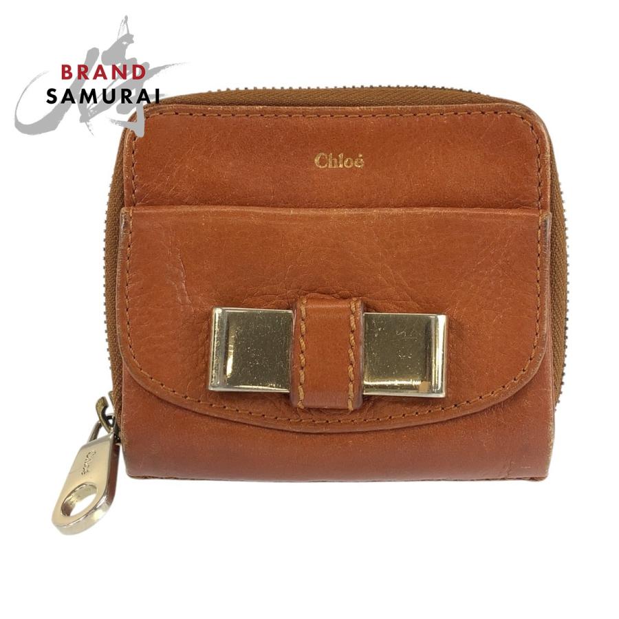 Chloe（クロエ） リリィ ブラウン ゴールド金具 レザー 折財布 