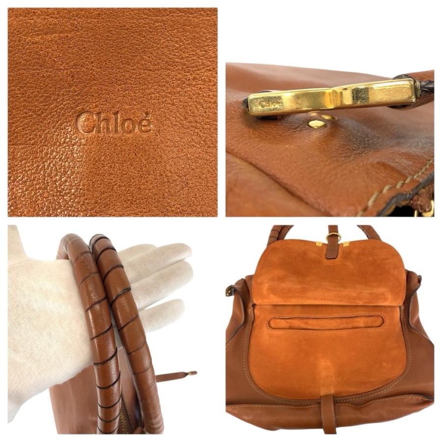 Chloe（クロエ） マーシー ブラウン ゴールド金具 レザー ハンドバッグ 