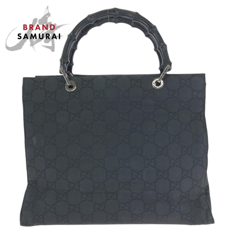 GUCCI グッチ トートバッグ バンブー シルバー金具 A4 収納レディース GUCCI（グッチ） バンブー ブラック 黒 シルバー金具 ナイロン 002