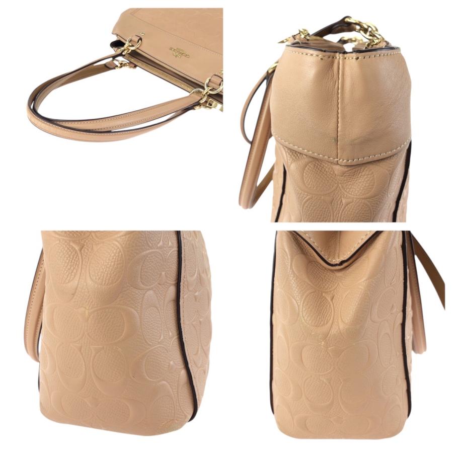 COACH（コーチ） シグネチャー 2way ベージュ ピンク ゴールド金具
