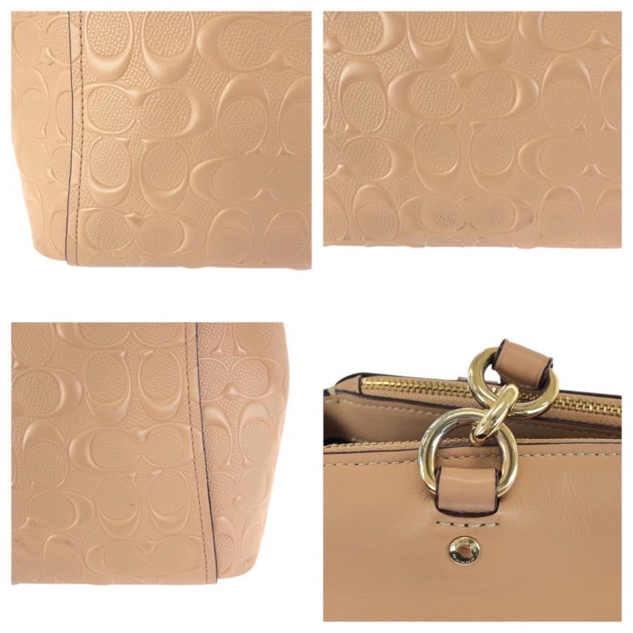 COACH（コーチ） シグネチャー 2way ベージュ ピンク ゴールド金具