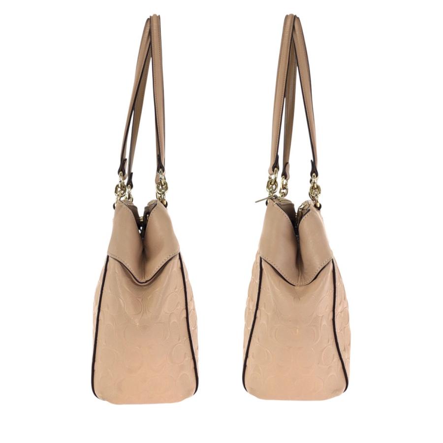 COACH（コーチ） シグネチャー 2way ベージュ ピンク ゴールド金具