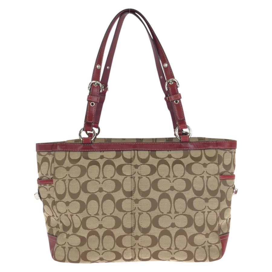 COACH（コーチ） 美品 シグネチャー ベージュ レッド シルバー金具