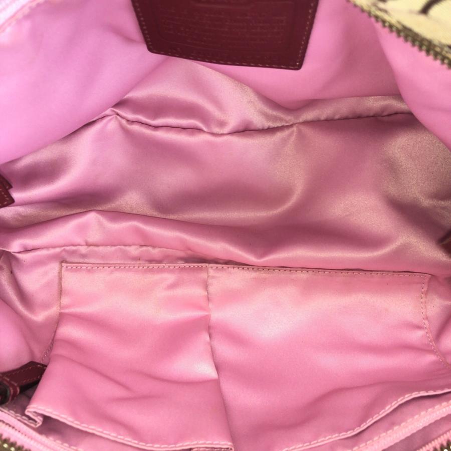 COACH（コーチ） 美品 シグネチャー ベージュ レッド シルバー金具