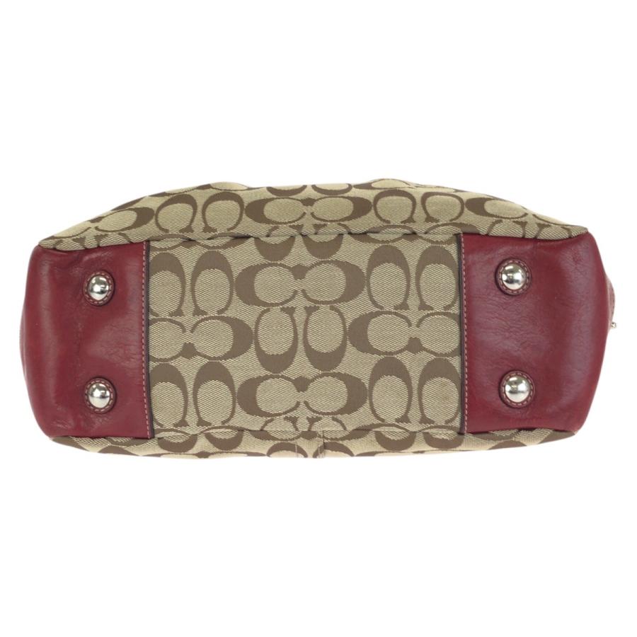 COACH（コーチ） 美品 シグネチャー ベージュ レッド シルバー金具