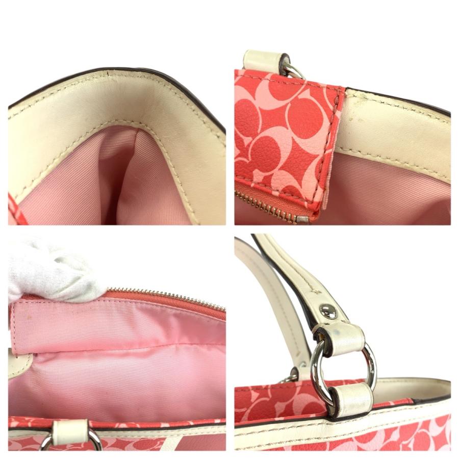 シグネチャー　バッグ　COACH　コーチ　ピンク COACH（コーチ） シグネチャー レッド ピンク ホワイト PVC/レザー