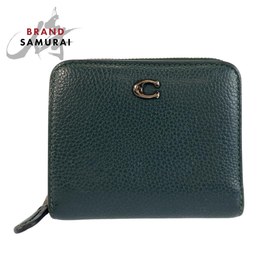 COACH（コーチ） 美品 グリーン レザー J2280 折財布 コンパクト