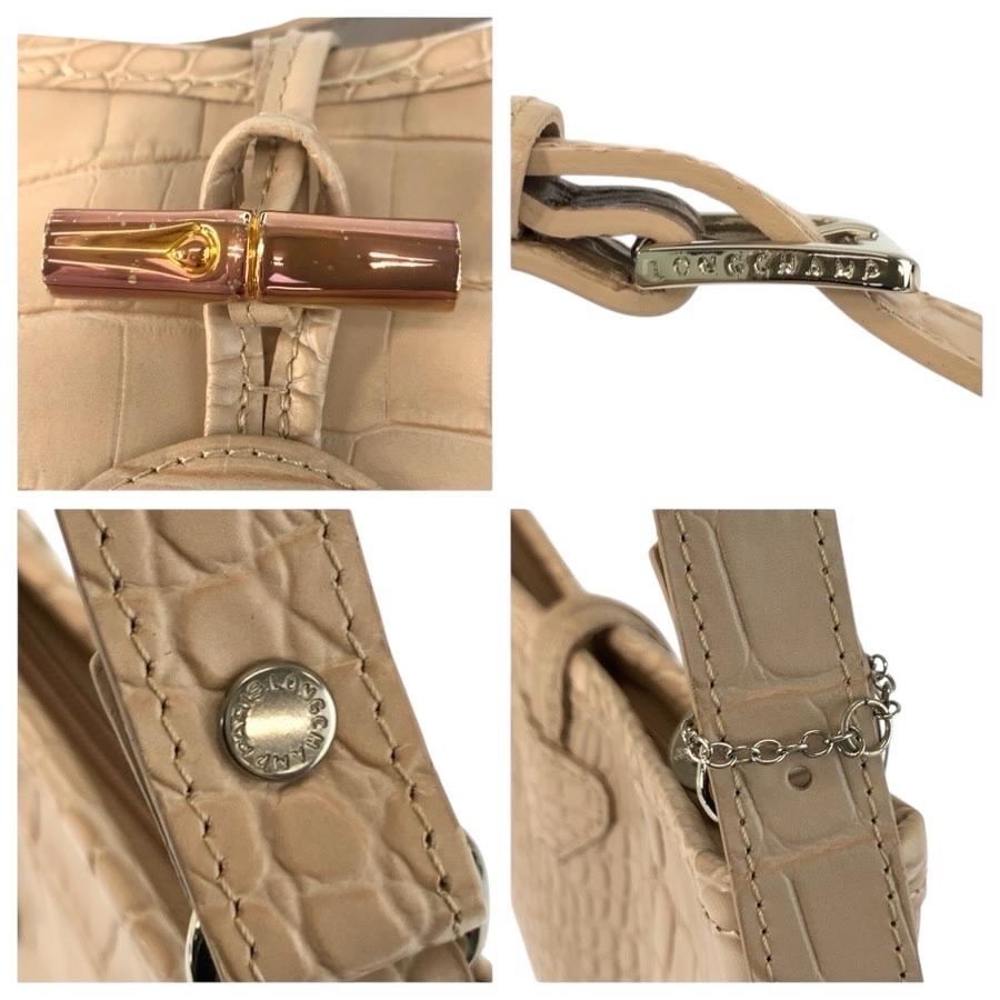 LONGCHAMP（ロンシャン） 美品 型押し ベージュ レザー 2210158133