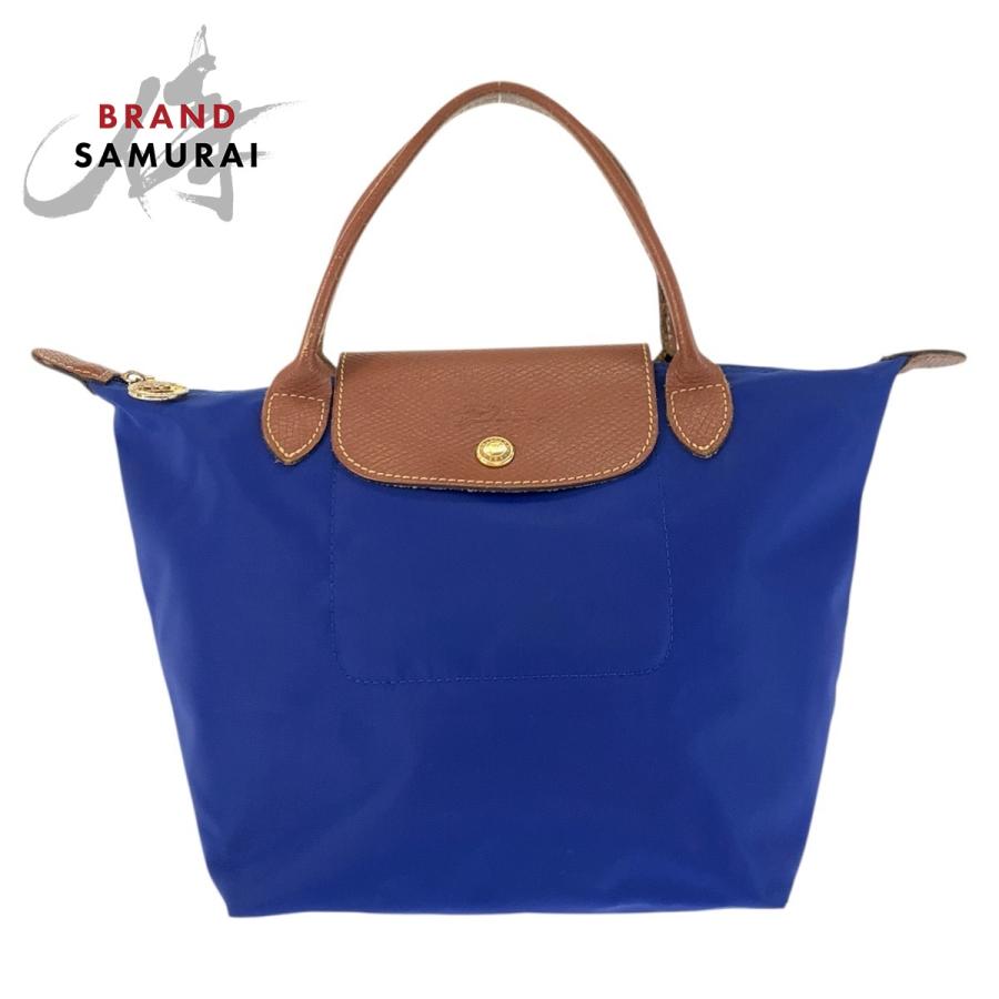 Longchamp ロンシャン ルプリアージュ ブルー ブラウン ゴールド金具 ナイロン 1621089683 トートバッグ ハンドバッグ レディース 602853 | LONGCHAMP