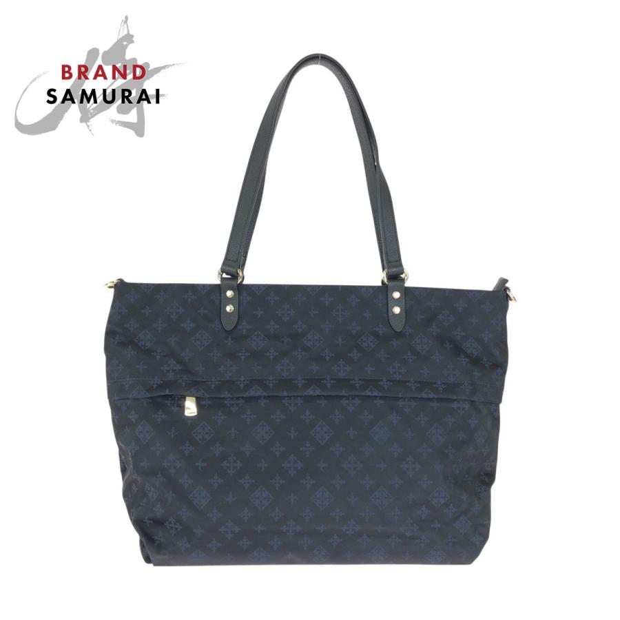 russet（ラシット） 美品 ブラック ネイビー ゴールド金具 ナイロン 