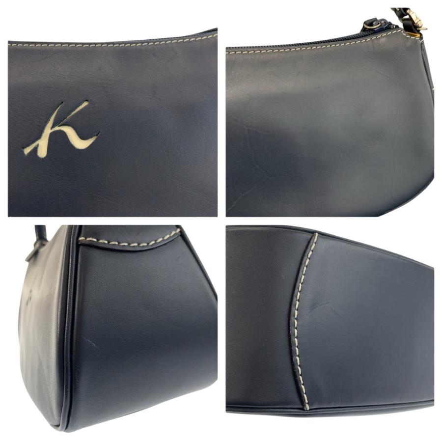 Kitamura（キタムラ） ネイビー シルバー金具 レザー ハンドバッグ