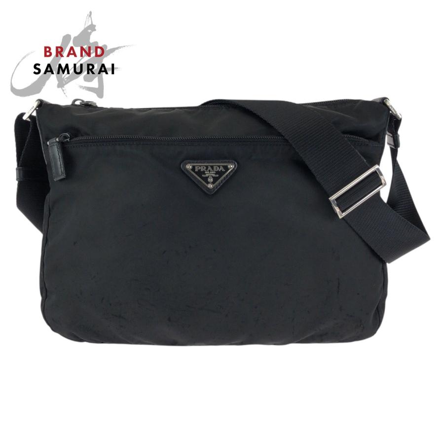 PRADA（プラダ） テスート 三角ロゴプレート ブラック 黒 シルバー金具 