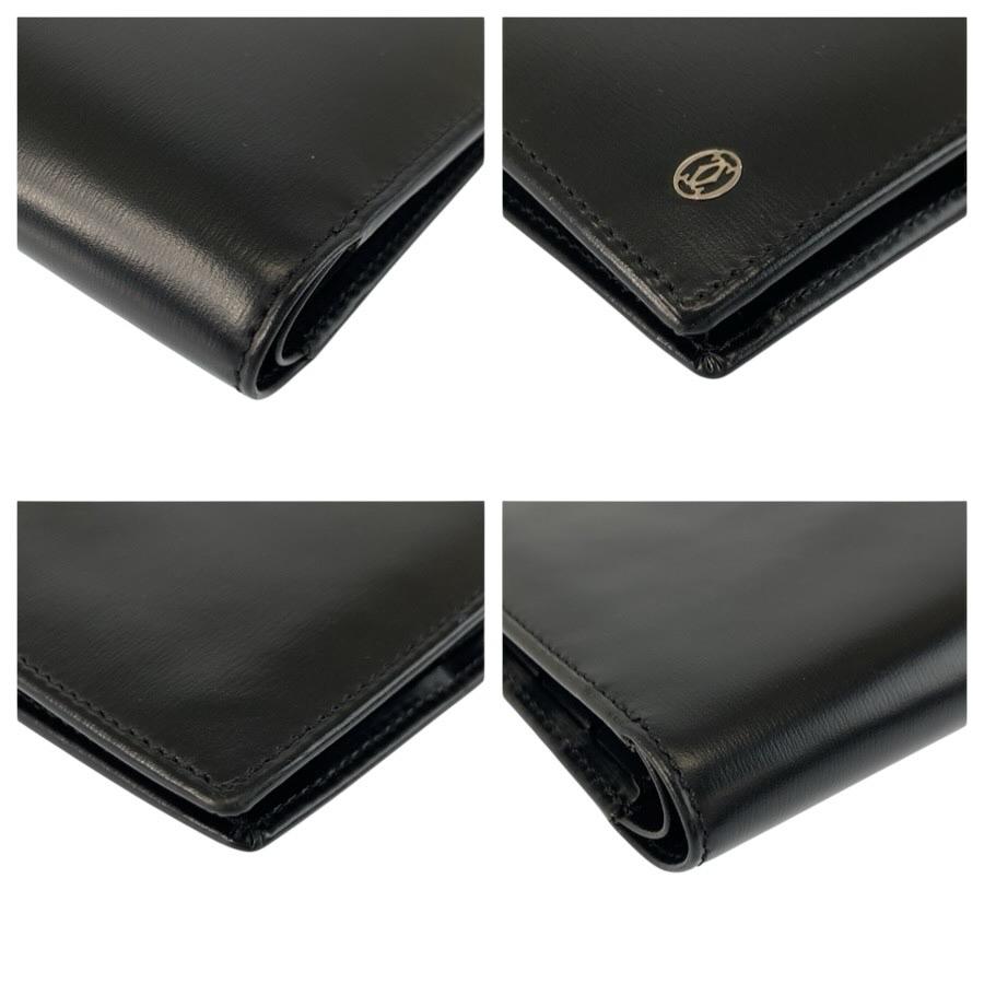 正規品 カルティエ パシャ 二つ折り財布 本革 レザー 黒 ブラック 2Cロゴ Cartier（カルティエ） 超美品 パシャ ブラック 黒 シルバー金具