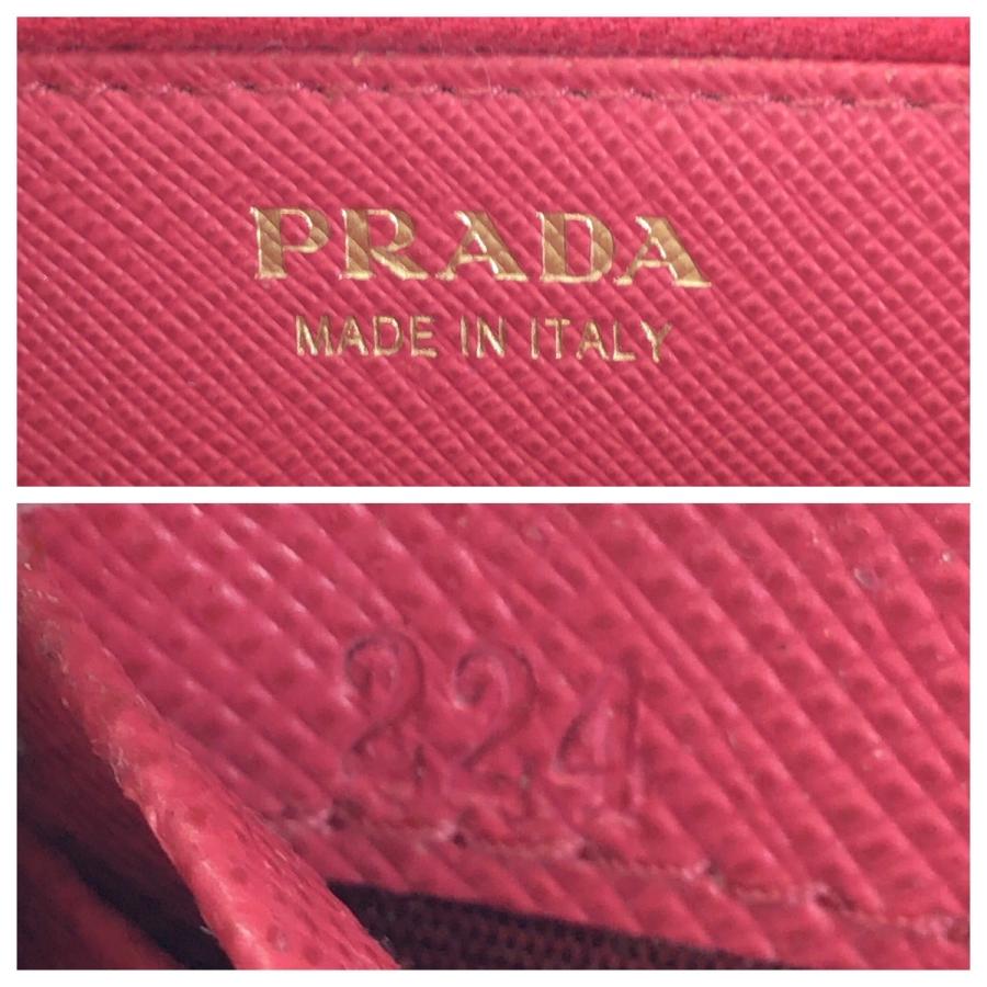 PRADA（プラダ） サフィアーノ 三角ロゴプレート ピンク ゴールド金具