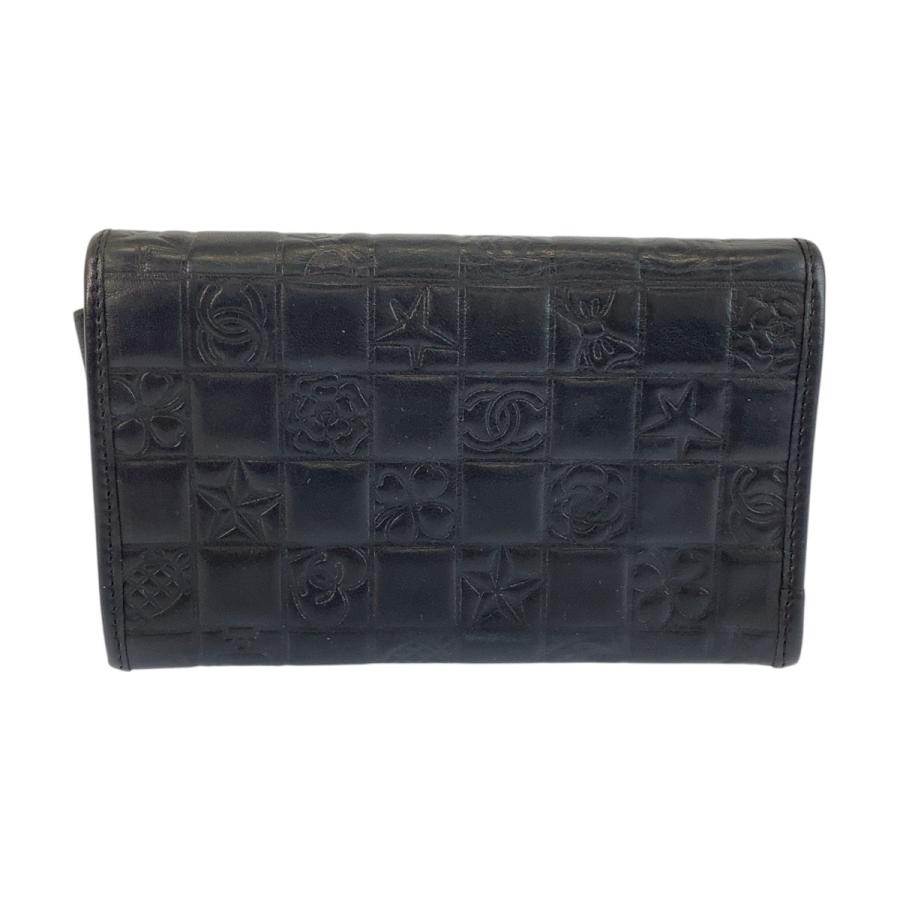 CHANEL シルバー ブラック 長財布 CHANEL（シャネル） ココマーク 型押し ブラック 黒 シルバー金具