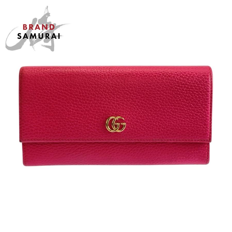 GUCCI グッチ プチマーモント コンチネンタルウォレット 長財布 ピンク GUCCI（グッチ） 美品 GGマーモント コンチネンタルウォレット ピンク