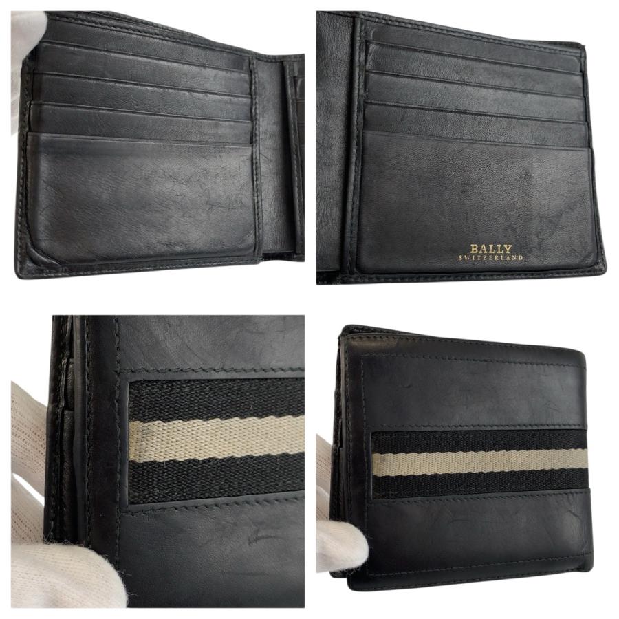 美品 バリー 折り財布 レザー ブラック トレインスポッティング シルバーロゴ Bally（バリー） トレインスポッティング ブラック 黒 レザー 折財布