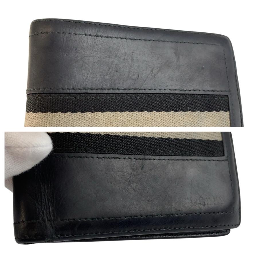 美品 バリー 折り財布 レザー ブラック トレインスポッティング シルバーロゴ Bally（バリー） トレインスポッティング ブラック 黒 レザー 折財布