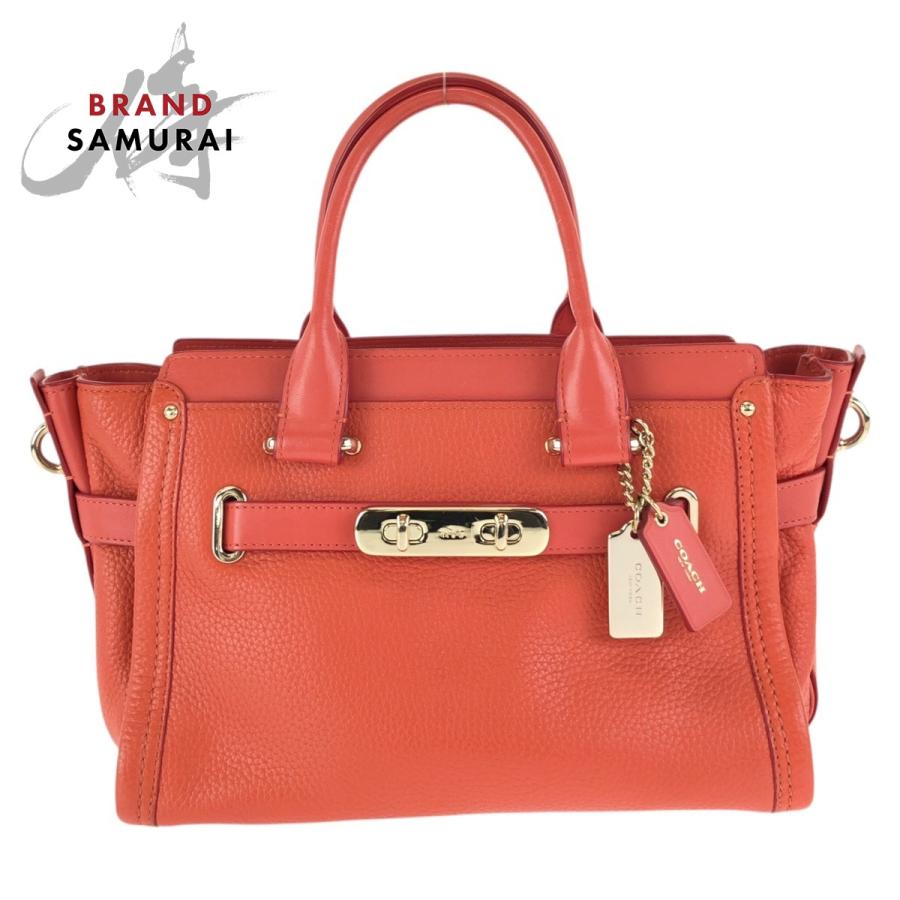 COACH（コーチ） 美品 スワッガー 27 オレンジ ゴールド金具 レザー 