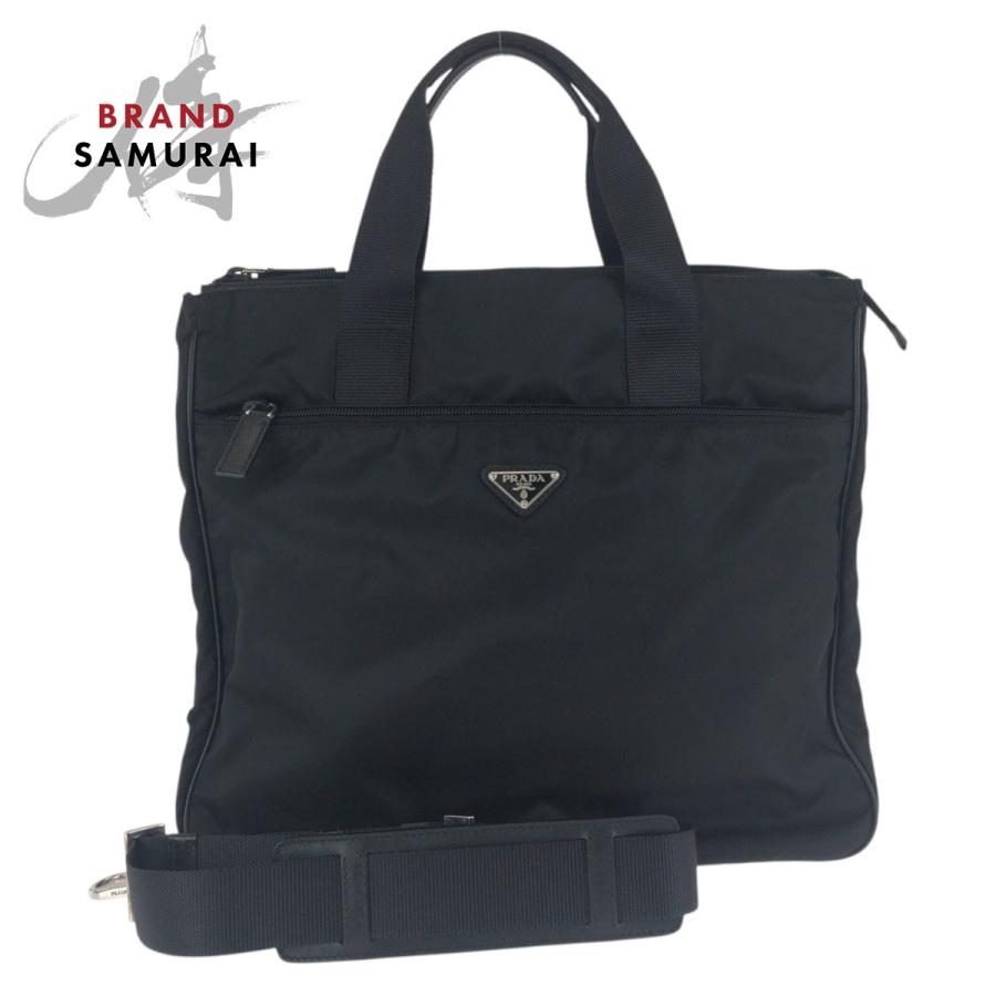 PRADA テスートサフィアーノ　ビジネスバッグ PRADA（プラダ） 美品 テスート サフィアーノ ブラック 黒 シルバー
