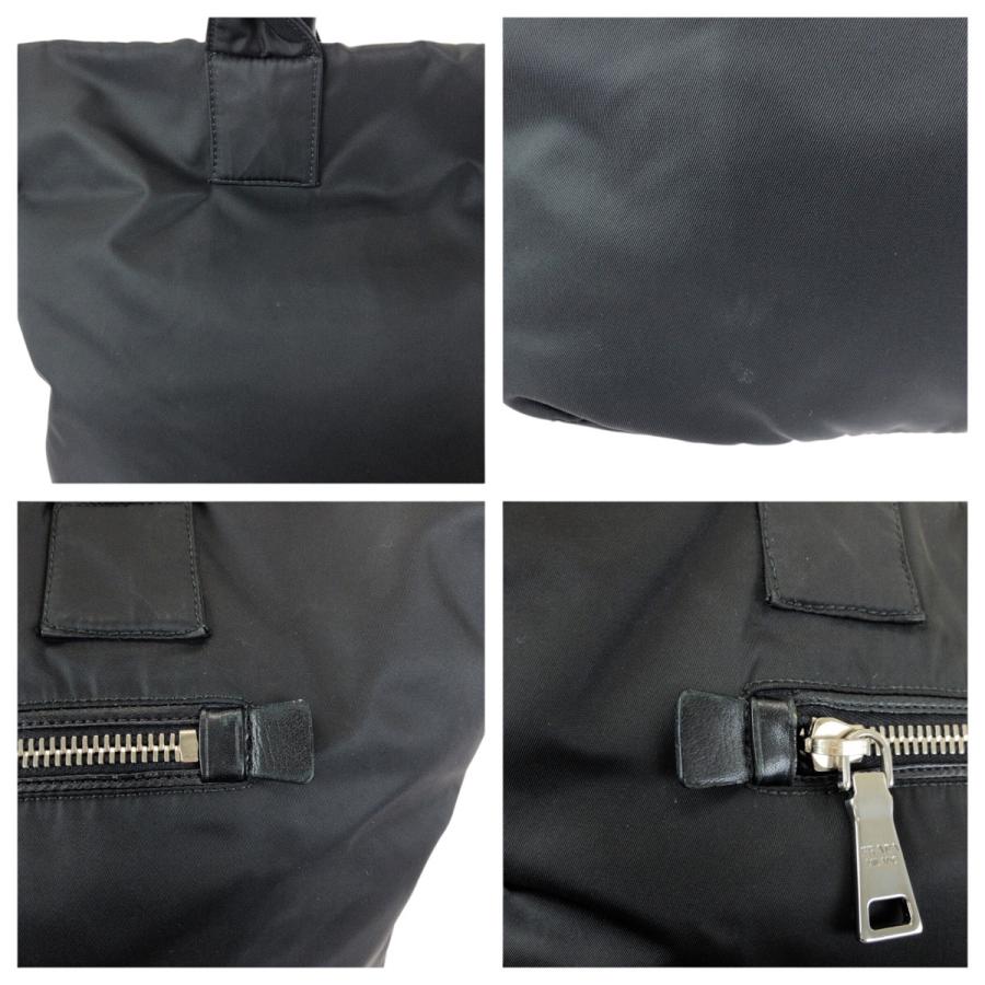 PRADA プラダ テスートダブル 三角ロゴプレート 2way リバーシブル ブラック 黒 シルバー金具 ナイロン/レザー トートバッグ 603201 | PRADA | 04