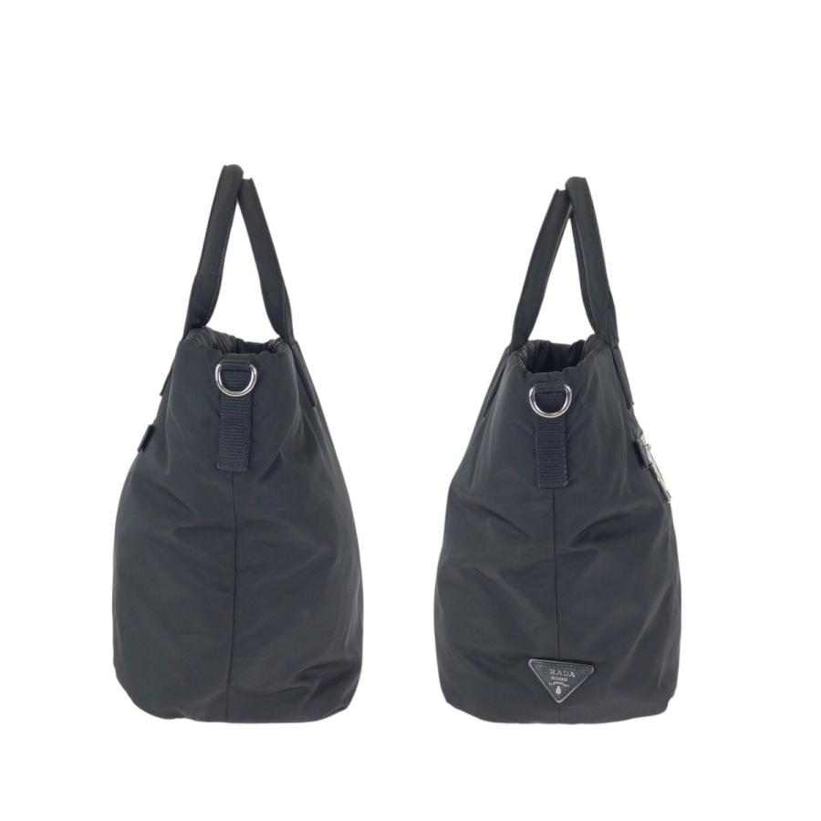 PRADA プラダ テスートダブル 三角ロゴプレート 2way リバーシブル ブラック 黒 シルバー金具 ナイロン/レザー トートバッグ 603201 | PRADA | 07