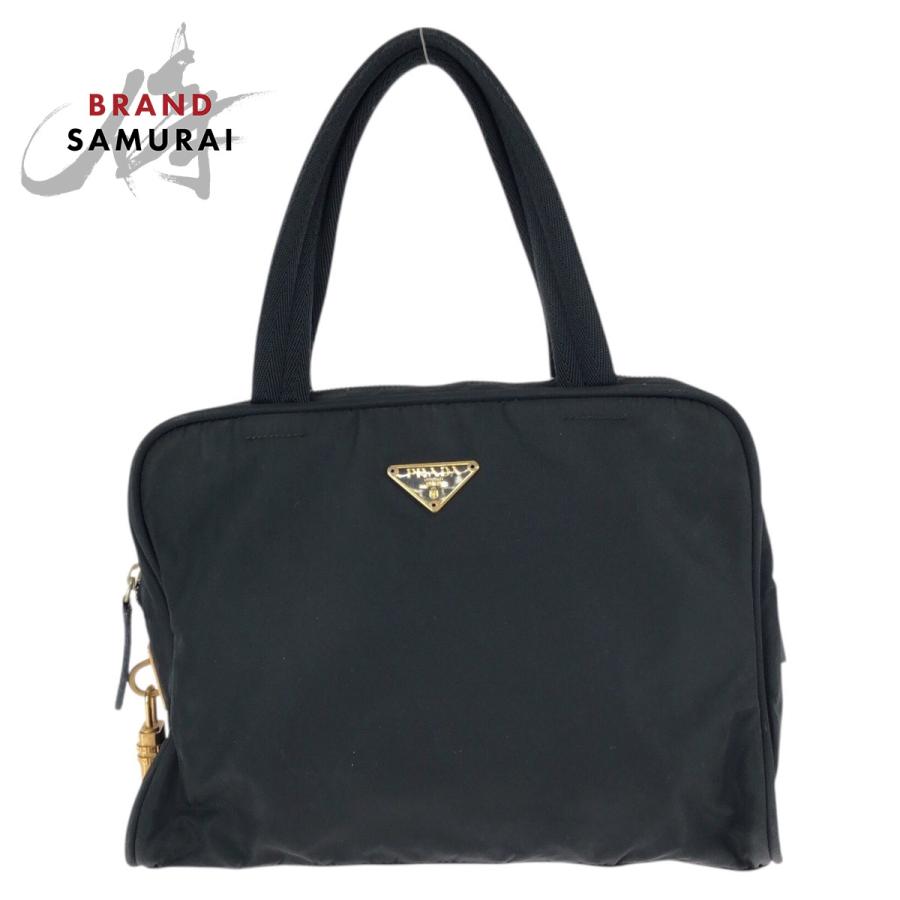 PRADA プラダ テスート 三角ロゴプレート ブラック 黒 ゴールド金具 ナイロン/レザー トートバッグ ハンドバッグ レディース 603270 | PRADA
