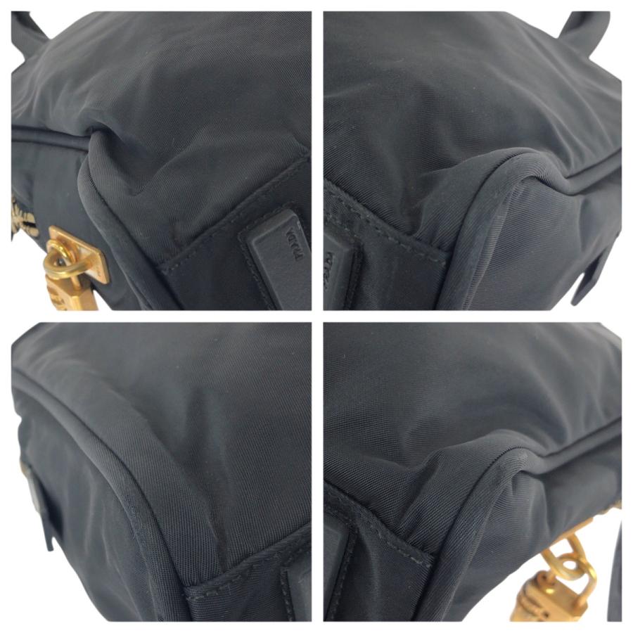 PRADA プラダ テスート 三角ロゴプレート ブラック 黒 ゴールド金具 ナイロン/レザー トートバッグ ハンドバッグ レディース 603270 | PRADA | 02
