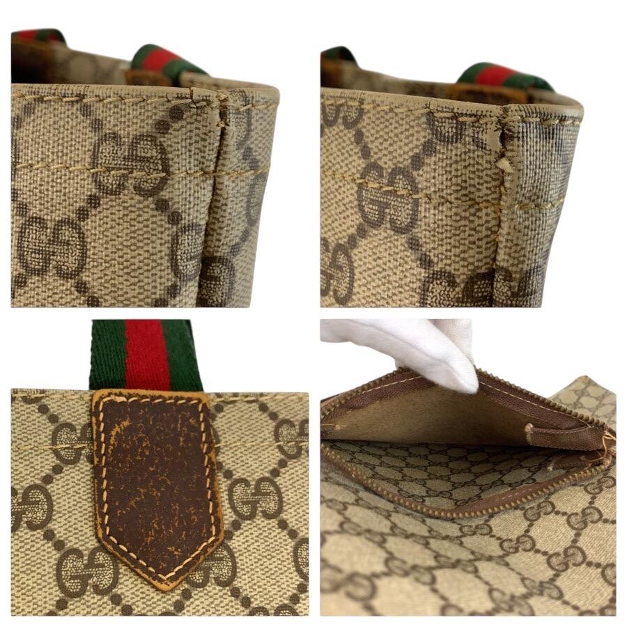 【美品】GUCCI トートバッグ ベージュ スプリーム シェリーライン GUCCI（グッチ） シェリーライン ベージュ ブラウン GGスプリーム