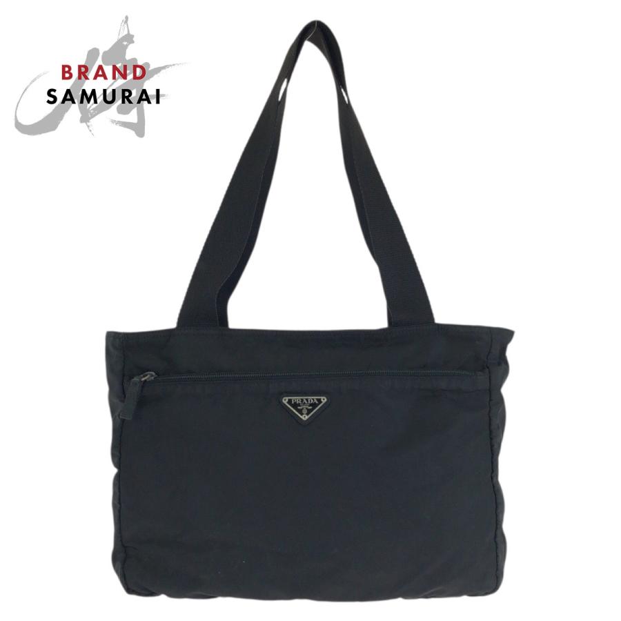 PRADA（プラダ） テスート 三角ロゴプレート ブラック 黒 シルバー金具
