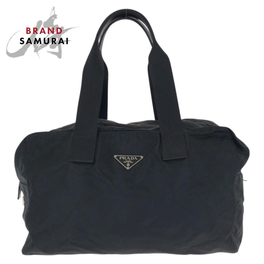 美品 PRADA プラダ テスート 三角ロゴプレート ブラック 黒 シルバー金具 ナイロン ボストンバッグ トラベルバッグ 男女兼用 メンズ 603347 【中古】 PRADA（プラダ） 美品 テスート 三角ロゴプレート ブラック 黒