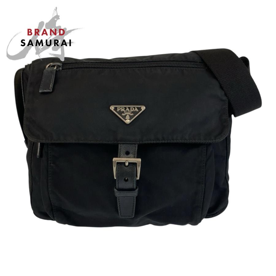 PRADA（プラダ） テスート 三角ロゴプレート ブラック 黒 シルバー金具