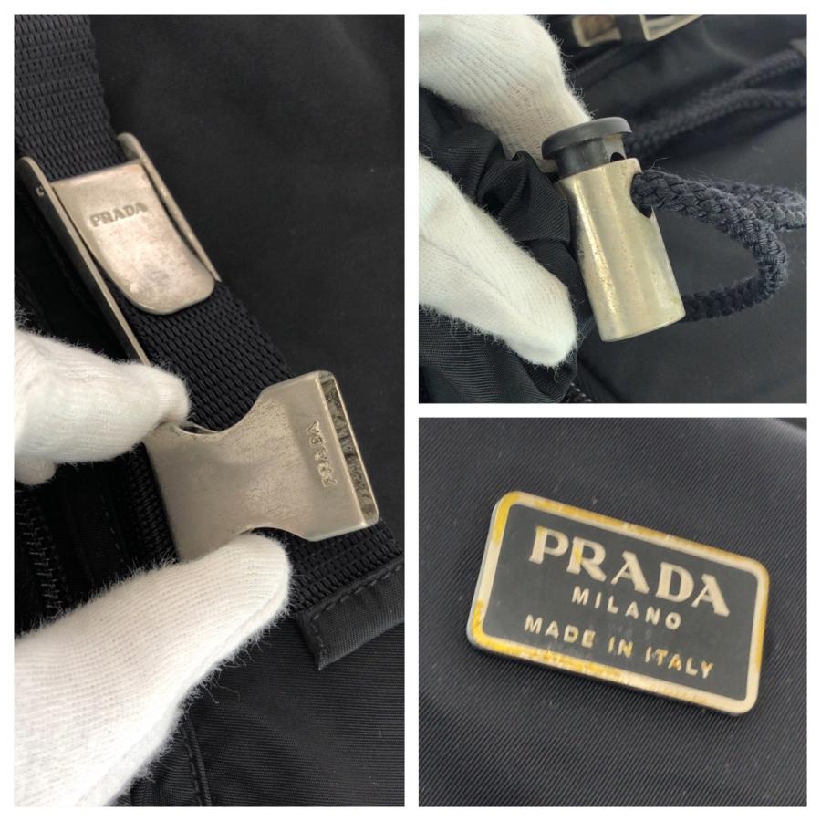 美品 PRADA プラダ テスート 三角ロゴプレート ブラック 黒 シルバー金具 ナイロン リュックサック バックパック メンズ 603519 | PRADA | 05