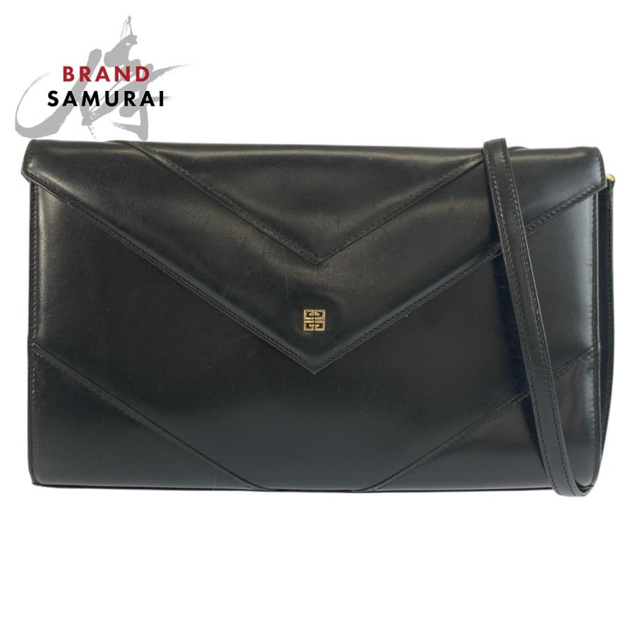 GIVENCHY ハンドバッグ ブラック ゴールド金具 GIVENCHY ジバンシィ ヴィンテージ ブラック 黒 ゴールド金具 レザー