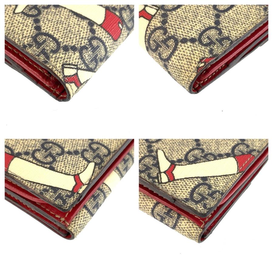 GUCCI（グッチ） 美品 ブーツ柄 グレー レッド ゴールド金具 GG