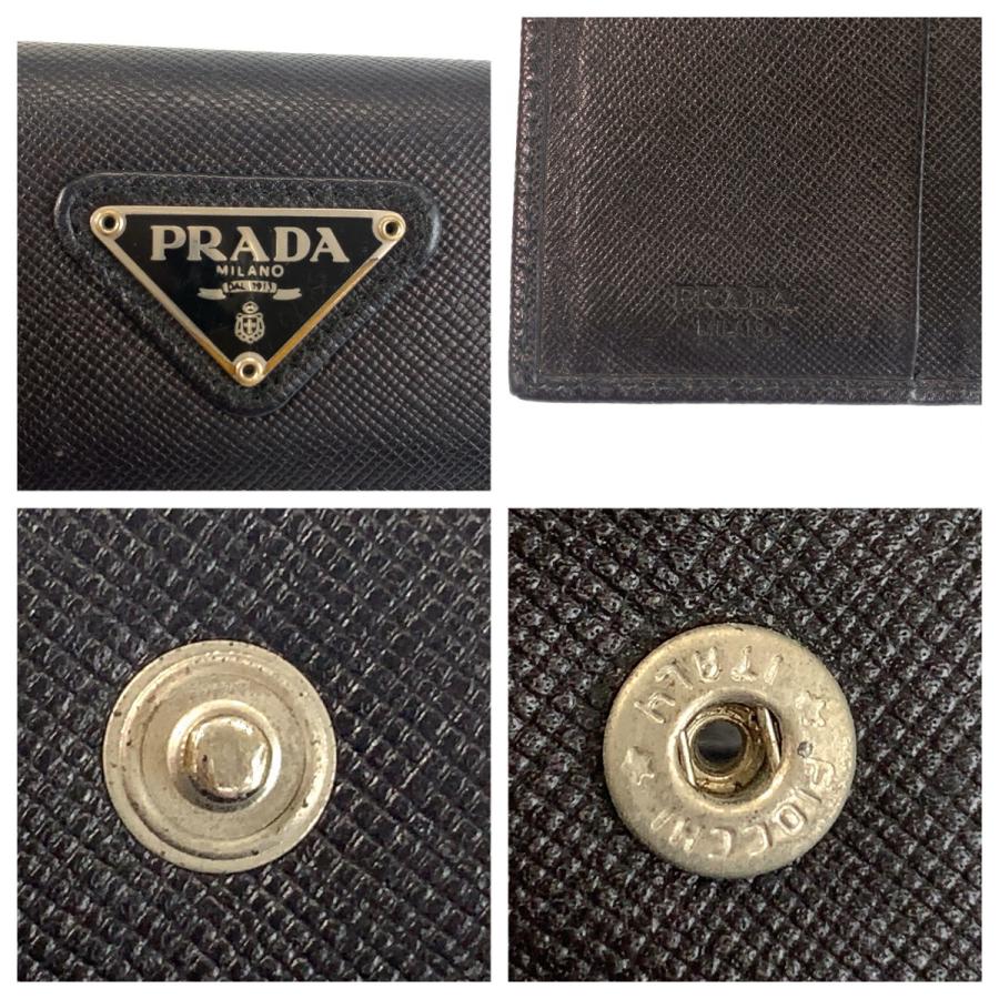PRADA（プラダ） 美品 三角ロゴプレート サフィアーノ ブラック 黒