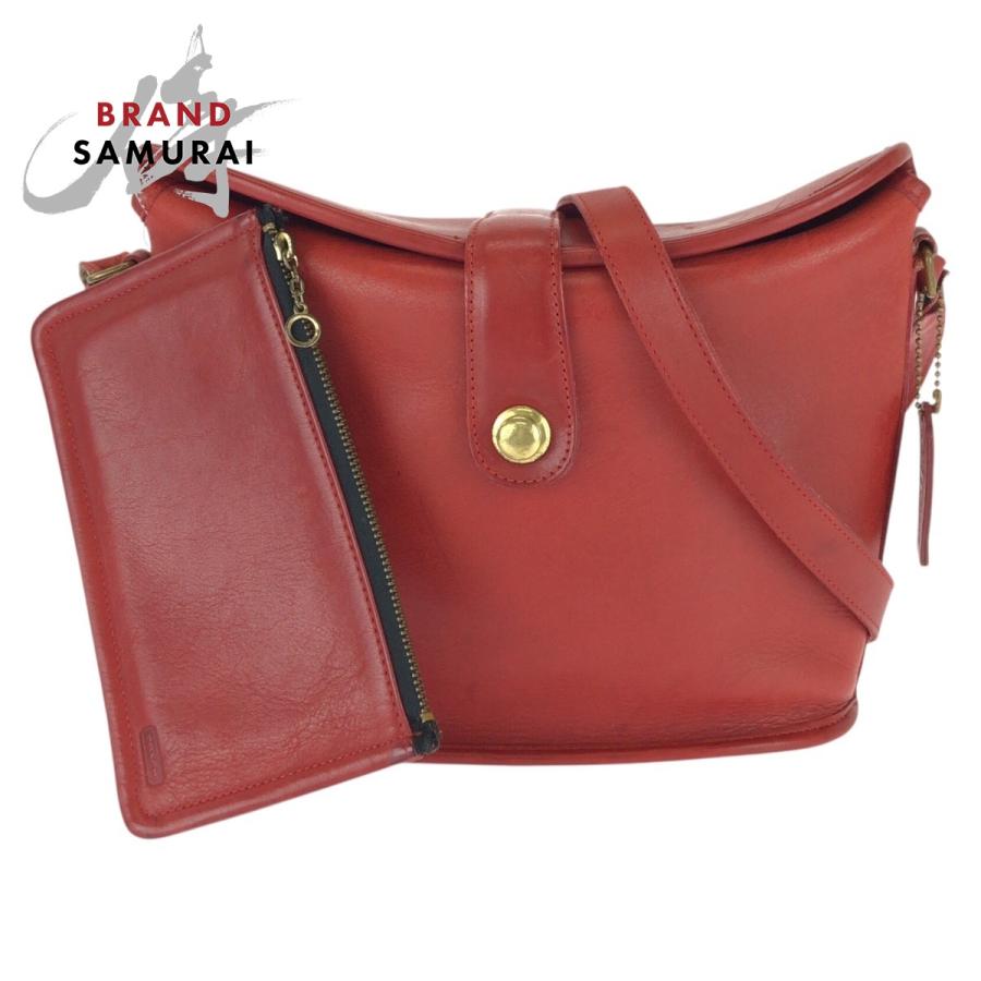 COACHレザー 赤 ショルダーバッグ ゴールド金具 COACH コーチレザー 