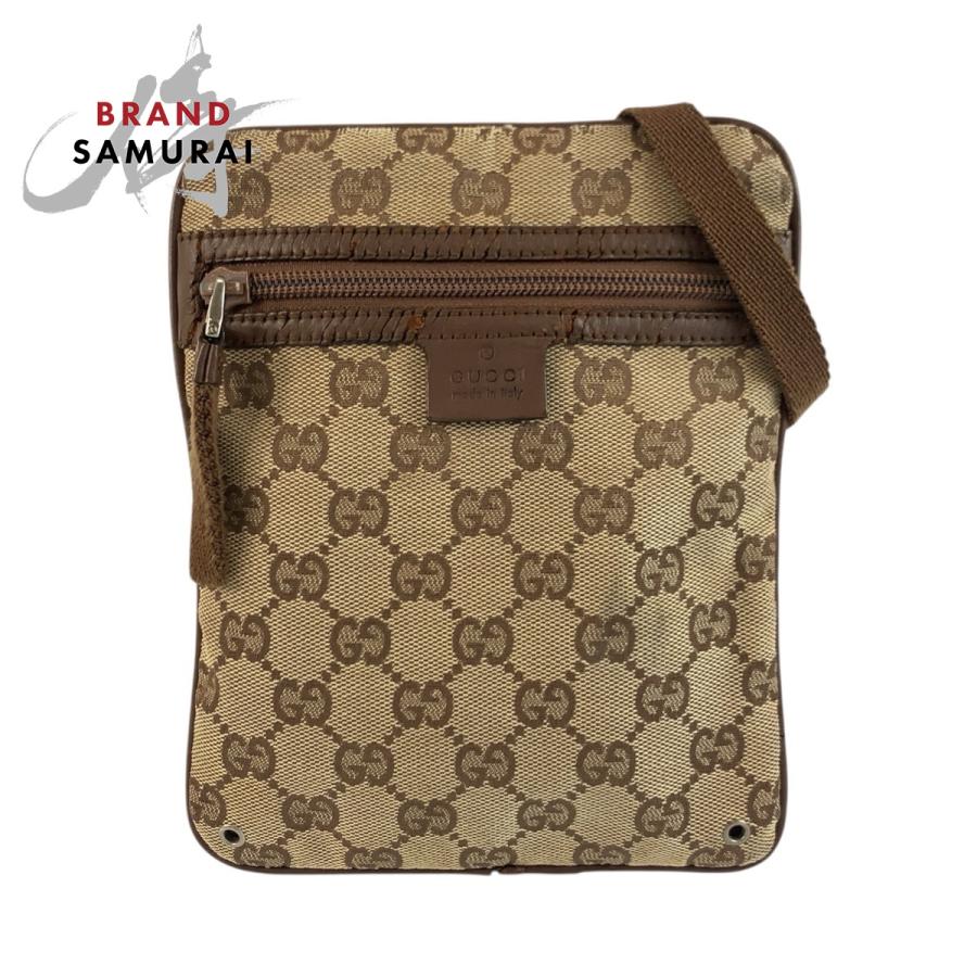 GUCCI グッチ ブラウン ベージュ GGキャンバス/レザー 90479 ショルダーバッグ ポシェット レディース 603579 | GUCCI
