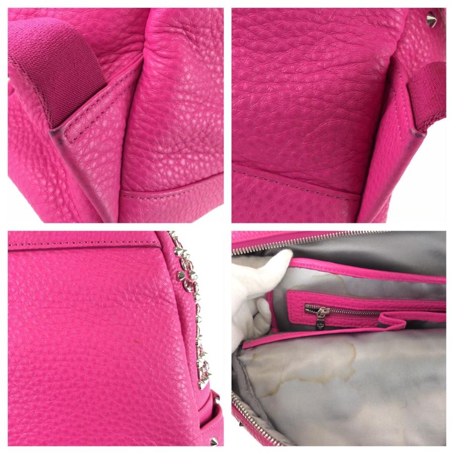 美品 MCM エム シー エム Stark Special スタッズ ピンク シルバー金具 レザー/ラインストーン MMK5SVE73PB001 リュックサック 603597 | MCM | 05