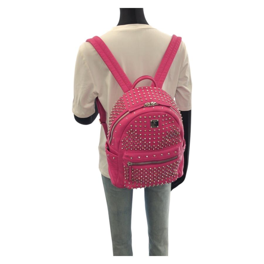 美品 MCM エム シー エム Stark Special スタッズ ピンク シルバー金具 レザー/ラインストーン MMK5SVE73PB001 リュックサック 603597 | MCM | 06