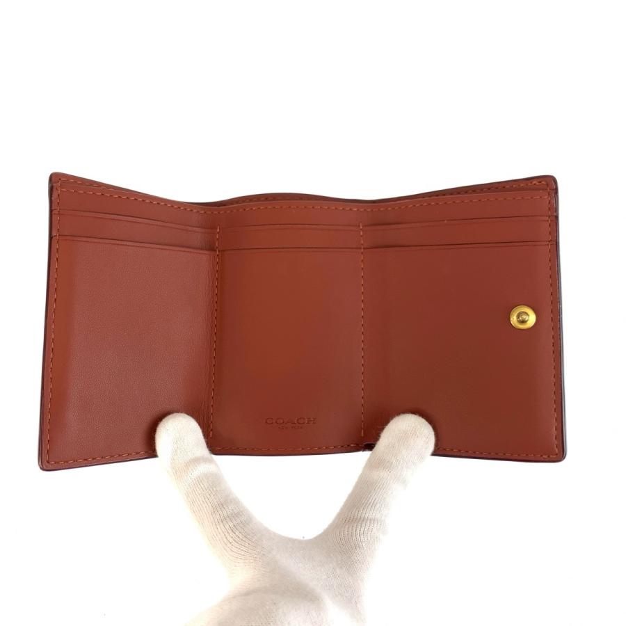 COACH（コーチ） 美品 シグネチャー ミニ トライフォールド ブラウン
