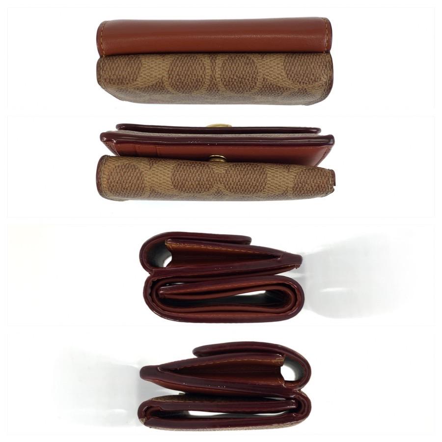 COACH（コーチ） 美品 シグネチャー ミニ トライフォールド ブラウン